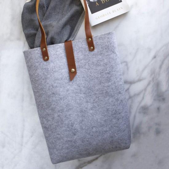 Tote with Leather Handle | Recycled Plastic