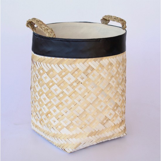 Set 2 | White & Natural Bamboo Baskets