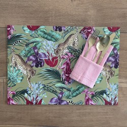24 Disposable Placemats | Cheetah & Orchids