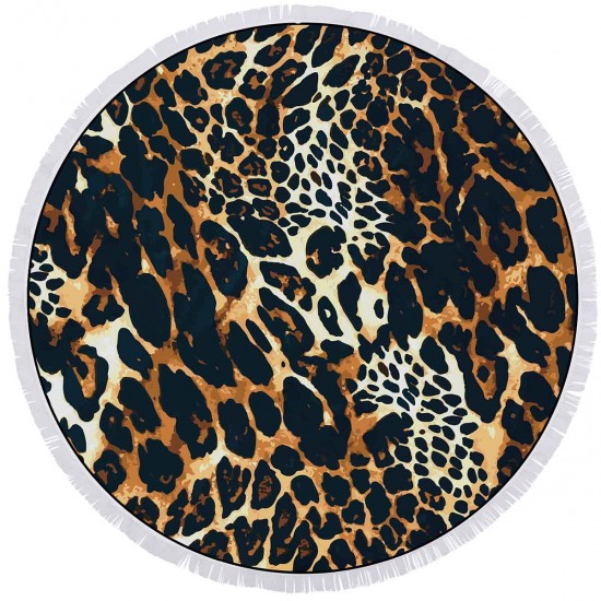 Microfibre Round Printed Towel | Cheetah Print