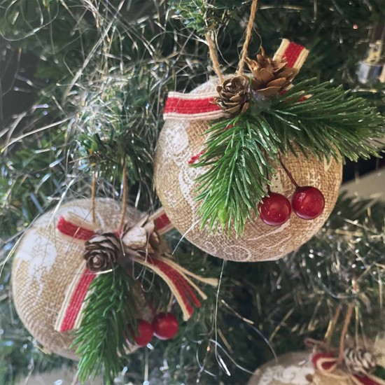 Christmas Baubles | Decorated Hessian