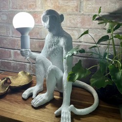 Sitting Monkey Lamp | White | XL