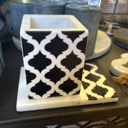 Black and White Marble Geometric Container