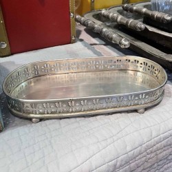 Oval Pewter Cut-Out Tray with feet 
