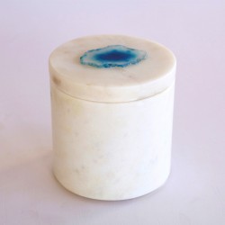 Round Box | White Marble and Agate 