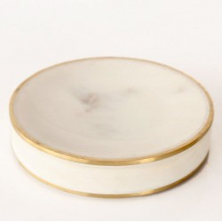Round Marble Soap Dish | Brass Edge