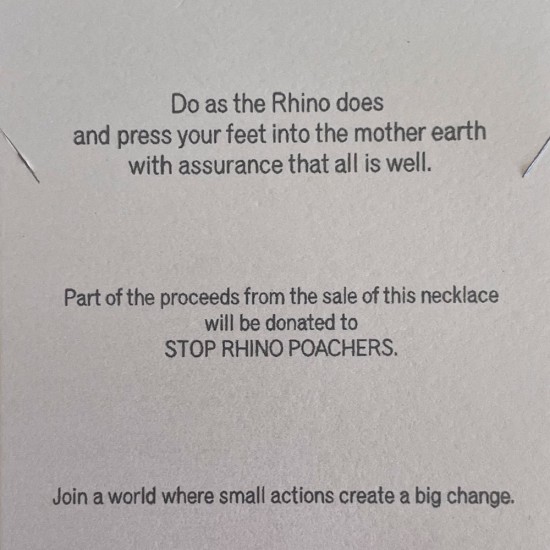 Rhino on Grey Silk Necklace 
