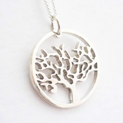 Large Tree of Life Circle | 45cm Chain | Sterling Silver