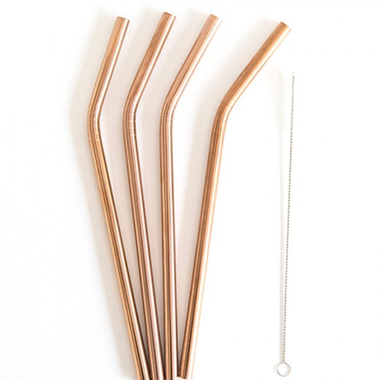 Set of 4 Eco-Straws STEEL | Rose Gold