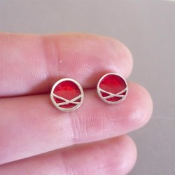 Crossover Resin Stud Earrings | Round | Sterling Silver