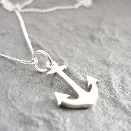 Tiny Anchor Pendant | 45cm Chain | Sterling Silver