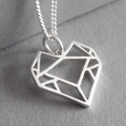 Origami Heart | 45cm Chain | Sterling Silver