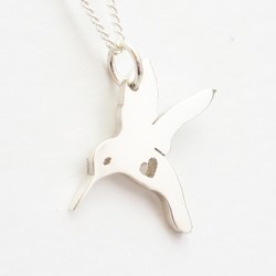 Hummingbird with Heart Pendant | 45cm Chain | Sterling Silver